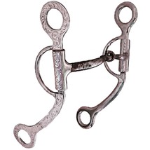 Unmarked Engraved Sterling Silver Sweet Iron Loomis Shank Smooth Snaffle... - £377.71 GBP