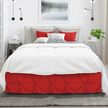 King Cherry Red Pinch Pleat Bed Skirt Premium Dust Ruffle 14&quot; Drop - £28.35 GBP