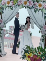 Beach Wedding 3D Pop Up Card Husband Wife Nuptials Blessing Love Bouquet Flowers - £9.58 GBP