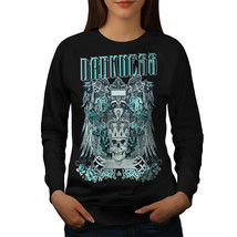 Wellcoda Darkness Gothic Skull Womens Sweatshirt, Dead Casual Pullover Jumper - £23.10 GBP+