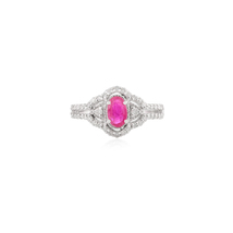 Natural Ruby Diamond Ring Art Deco Promise Wedding Anniversary Ruby Ring for Her - $405.00