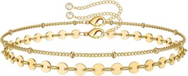  Gold Bracelets for Women 14K Gold Filled Adjustable Layered Bracelet Cute - £27.01 GBP