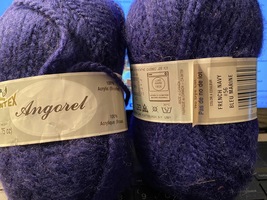 Phentex Angorel 2 skeins in French Navy #56 Brushed Acrylic - $6.00