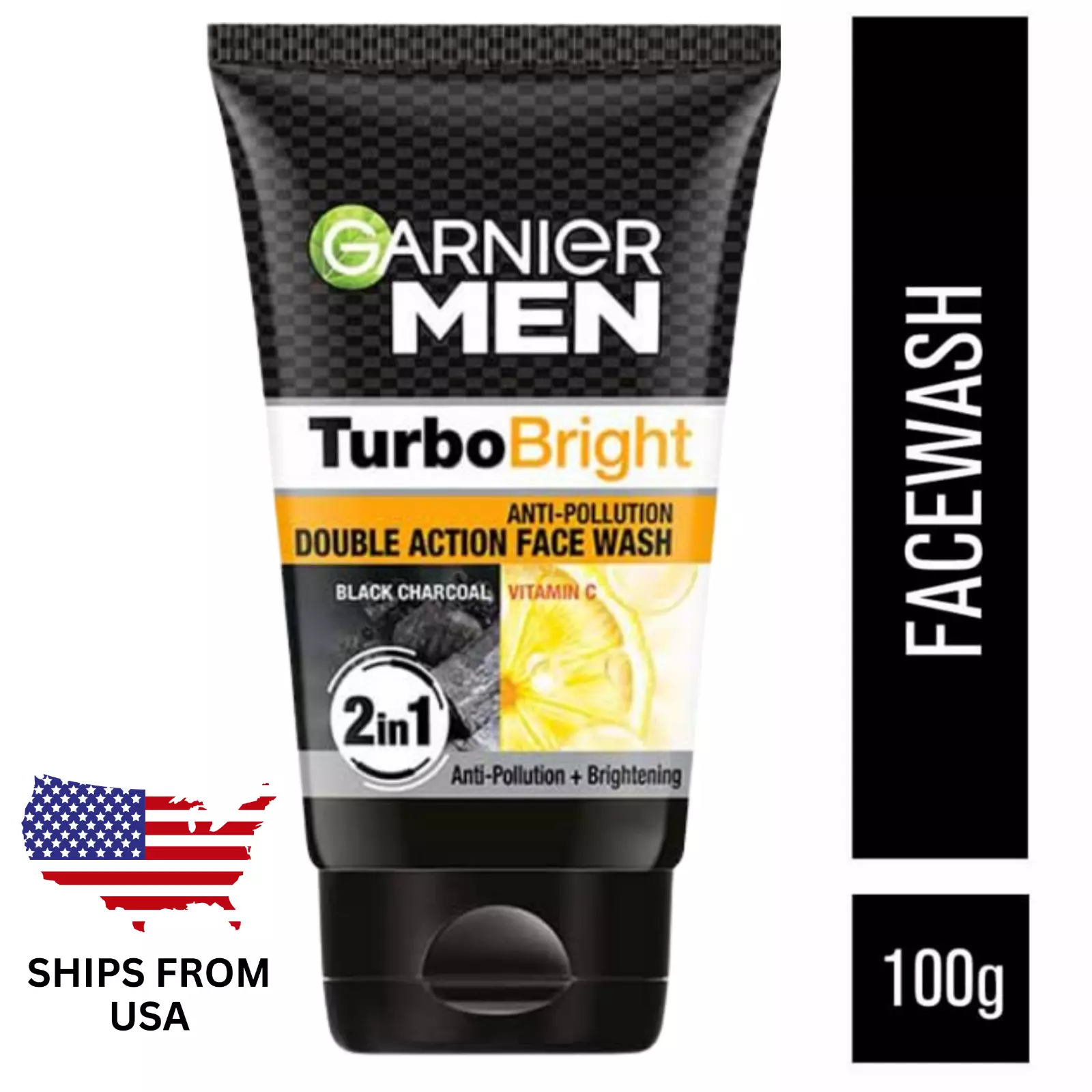 Garnier Men Turbo Bright Anti-Pollution Double Action Facewash 100gm US ... - $11.99