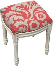 Vanity Stool Jacobean Floral Flowers Backless Red Antique White Wash Antiqued - £198.45 GBP