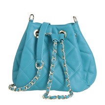 Asia Bellucci Italian Made Light Blue Quilted Leather Purse with Chain Strap - £236.61 GBP