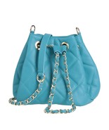 Asia Bellucci Italian Made Light Blue Quilted Leather Purse with Chain S... - £146.04 GBP