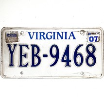 2007 United States Virginia Base Passenger License Plate YEB-9468 - £14.74 GBP