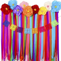 16 Pieces Mexican Paper Flowers Mexico Fiesta Party Decorations Streamer Backdro - £33.82 GBP