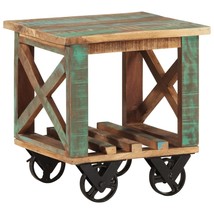 Side Table with Wheels 40x40x42 cm Solid Wood Reclaimed - $79.56