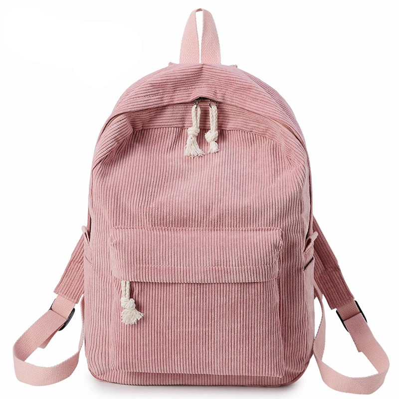 Preppy Style Soft Fabric Backpack Female Corduroy Design School Bag For Teenage  - $175.84