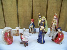 Christmas Nativity Manger Scene Joseph And Mary Figurines Porcelain 9 Pc New - £22.75 GBP