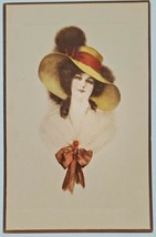 J Knowles Hare 1910 Beautiful Victorian Woman Lovely Hat Brooch Bow Post... - £14.90 GBP