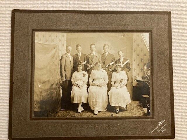 Antique Photograph in Studio Paper Frame Graduating Class of 1915. 8&quot; x 10&quot; - $8.51