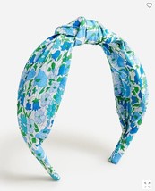New J Crew Liberty Print Blue White Floral Cotton Knotted Headband 1&quot; Width - £19.70 GBP