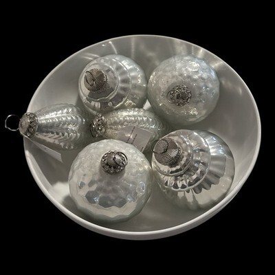 Christmas Ornaments 7" Mercury Glass Kugel Hanging LARGE Big Silver HEAVY Item image 14