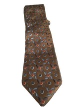 ERMENEGILDO ZEGNA Silk Tie New With Nordstrom Tag Brown Floral Pattern - £29.55 GBP
