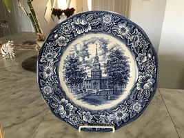 Vintage Liberty Blue Historic Colonial Scenes Independece Hall Dinner Plate - £12.55 GBP