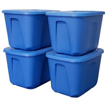 10 Gallon Heavy Duty Plastic Storage Container, Capri Blue (4 Pack) - £77.43 GBP