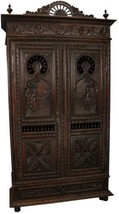 Antique Armoire Brittany French Carved Country People Figures Ship Wheel... - £2,933.34 GBP