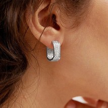 2.00Ct Round Cut Moissanite Beautiful Huggie-Hoop Earrings 14K White Gold Plated - £106.18 GBP