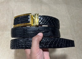 Size 42&quot; Genuine Matte Black Belly Alligator Crocodile Skin Belt Width 1.3&quot; - $64.99