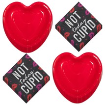 HOME &amp; HOOPLA Anti Valentine&#39;s Day Party Heart Shaped Paper Plates and N... - £12.73 GBP+