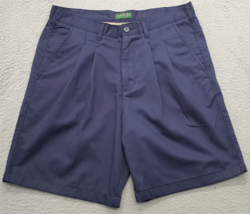 David Taylor Shorts Mens Size 36 Navy Cotton Pockets Wrinkle Free Pleated Front - $18.49