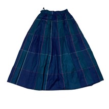 Vintage Basler Blue Tartan Plaid Wool Pleated Midi Skirt - £39.90 GBP