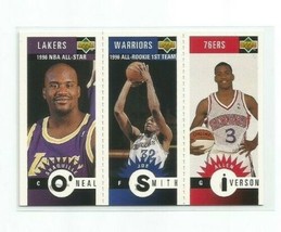 Allen Iverson (76ers)/ SHAQ/ Smith 1996-97 Upper Deck Tricard Rookie Card #M152 - £10.89 GBP