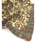 Vintage Silky Scarf Rich Colors Gold Tan Burgundy Red Paisley Scroll Swi... - $528.96 MXN