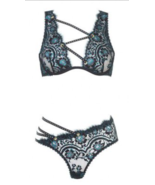 NWT Agent Provocateur HARLO Teal &amp; Black Crystal Bra &amp; Brief Panty Set 3... - $653.65 CAD