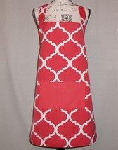 ﻿Red Moroccan Apron, Cross Back Red Quatrefoil Apron, Plus Size Red White Apron  - £39.14 GBP