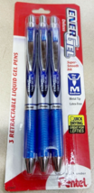 NEW Pentel 3-PACK EnerGel Deluxe Medium Metal Tip BLUE Ink Pens BL77BP3C - £6.77 GBP