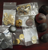 Lot of Early to Mid 1900s Clothes Buttons Various Materials Including Le... - £15.00 GBP