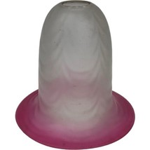 Vintage Art Glass Hurricane Lamp Shade Draped Optic Pink White 5-3/4&quot; 1-1/8&quot; Top - £18.21 GBP
