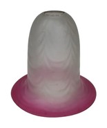 Vintage Art Glass Hurricane Lamp Shade Draped Optic Pink White 5-3/4&quot; 1-... - $31.21 CAD