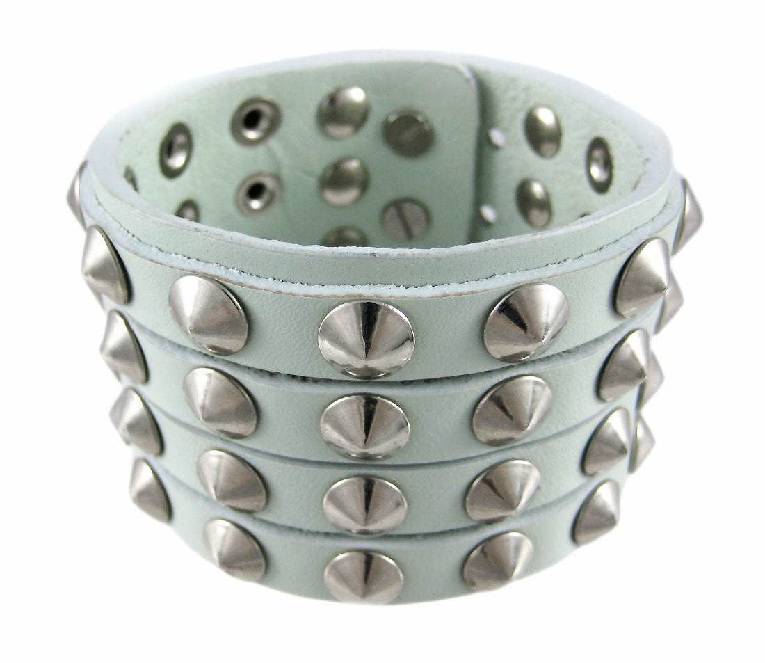 Primary image for Zeckos Gray Leather 4 Row Cone Spiked Wristband Wrist Band