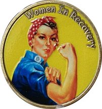 Women in Recovery Medallion Color Rosie The Riveter Serenity Prayer Sobriety Chi - £7.72 GBP