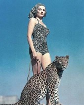 Gene Tierney striking pose in leopard print swimsuit with leopard 24x36 poster - £23.96 GBP