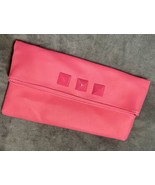 Soft Leather Pink Clutch Purse, 80s Deco Memphis Design Accents, EUC - £10.88 GBP