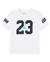 JORDAN Toddler Boys 23 Speckle Short Sleeve T-shirt SZ 4 white black - £18.66 GBP