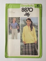 1978 Simplicity Sewing Pattern 8870 Size 7/8 Young Jr. Teen Jiffy Pullov... - £10.11 GBP