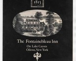 The Fontainebleau Inn Menu On Lake Cayuta Odessa New York 1950&#39;s - $67.32