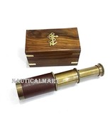Nautical Handheld Pirate Antique Brass Telescope Brown Leather with Wood... - $48.51