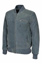 Gray Suede Leather Jacket Men Bomber/Flight Size XS S M L XL XXL 3XL Custom Made - £121.44 GBP