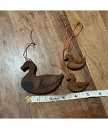 3 Vintage Wooden Hand Carved Duck Ornaments - $9.10