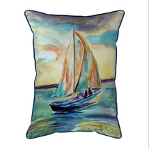 Betsy Drake Teal Sailboat Large Indoor Outdoor Pillow 16x20 - £37.59 GBP