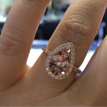 Charm Big teardrop Cubic Zircon wedding Rings for Woman Elegant rose gold Party  - £6.69 GBP