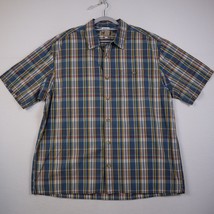 Duluth Trading Shirt Adult XL Blue Plaid Short Sleeve Button Up Casual Men - £28.02 GBP
